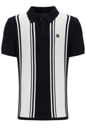 Schwarzes Strick-Polo im Buddy-Bowling-Stil