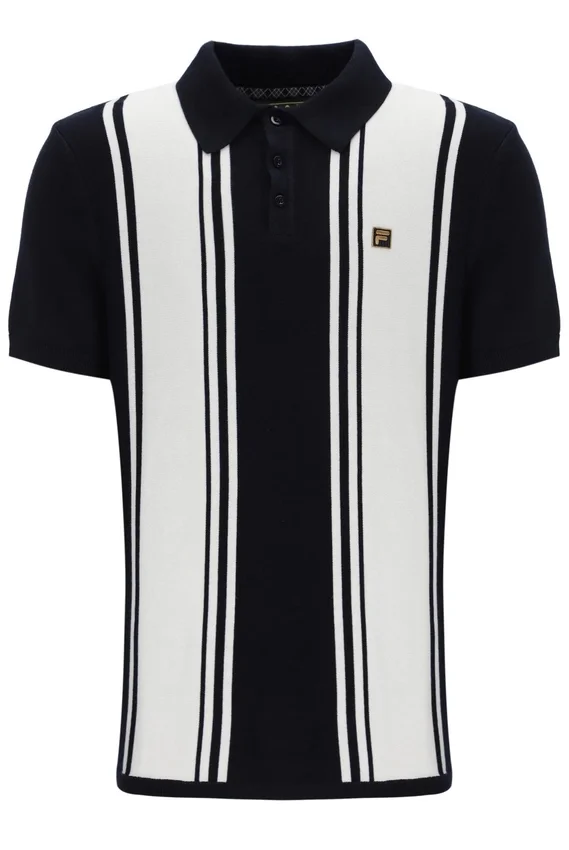 Schwarzes Strick-Polo im Buddy-Bowling-Stil