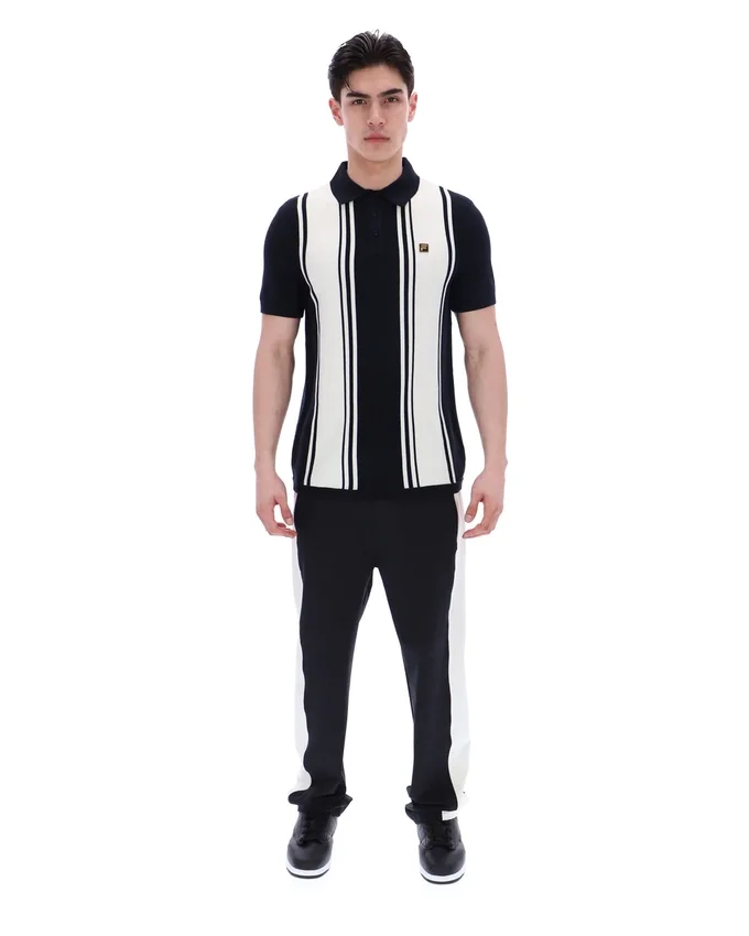 Schwarzes Strick-Polo im Buddy-Bowling-Stil