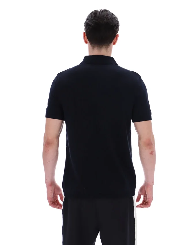 Schwarzes Strick-Polo im Buddy-Bowling-Stil