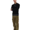 Schwarzes Sully Langarm-Polohemd