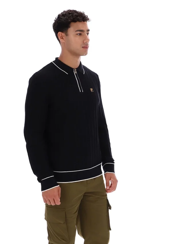 Schwarzes Sully Langarm-Polohemd