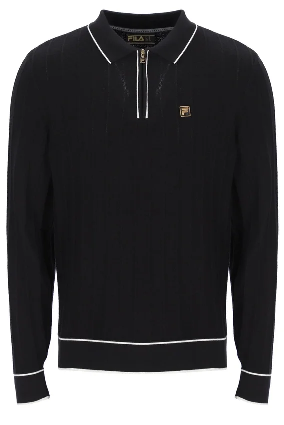 Schwarzes Sully Langarm-Polohemd
