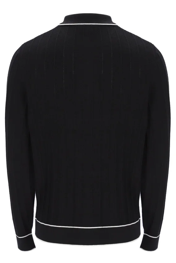 Schwarzes Sully Langarm-Polohemd