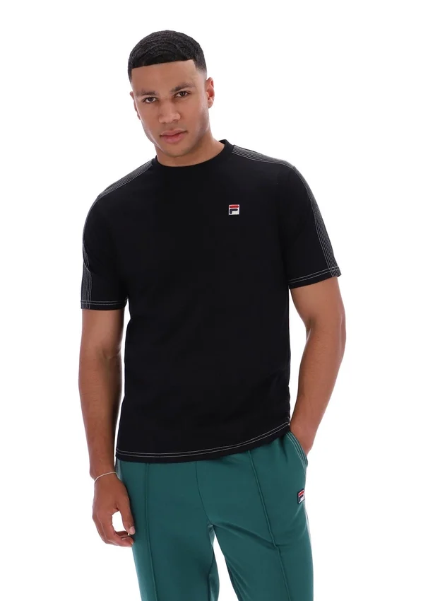 Schwarzes Trey-T-Shirt mit Kontrastnähten