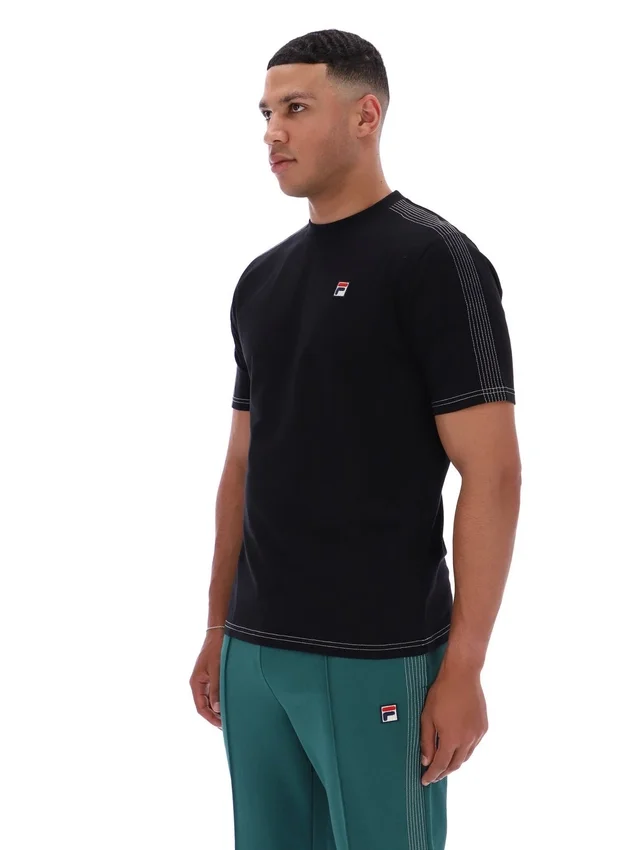 Schwarzes Trey-T-Shirt mit Kontrastnähten