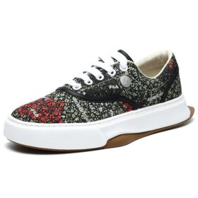 Sneaker mit Blumenmuster Schwarz/Grün