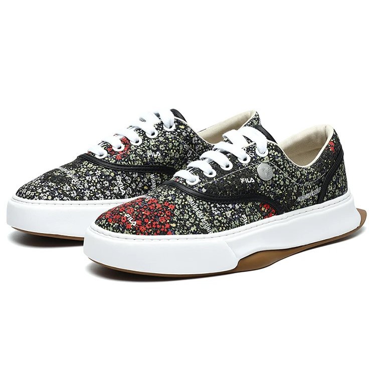Sneaker mit Blumenmuster Schwarz/Grün