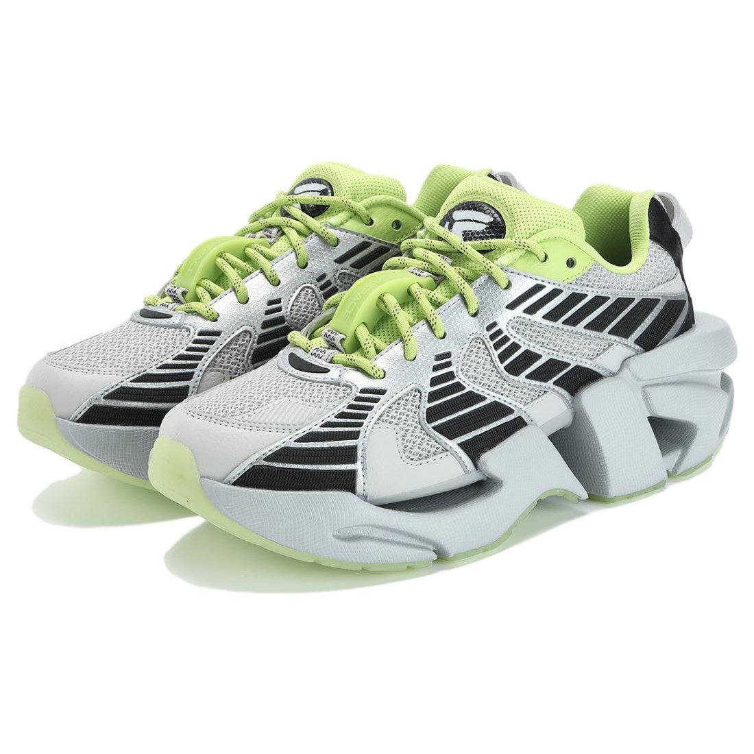 Space Low Sneaker „Grau Schwarz Grün“
