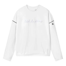 Sport-Sweatshirt mit aufgedrucktem „Athletics“-Schriftzug „Weiß“