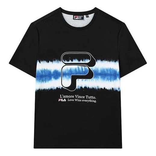 Sportlich-legeres T-Shirt mit Rundhalsausschnitt, Print und kurzen Ärmeln für Herren, schwarz