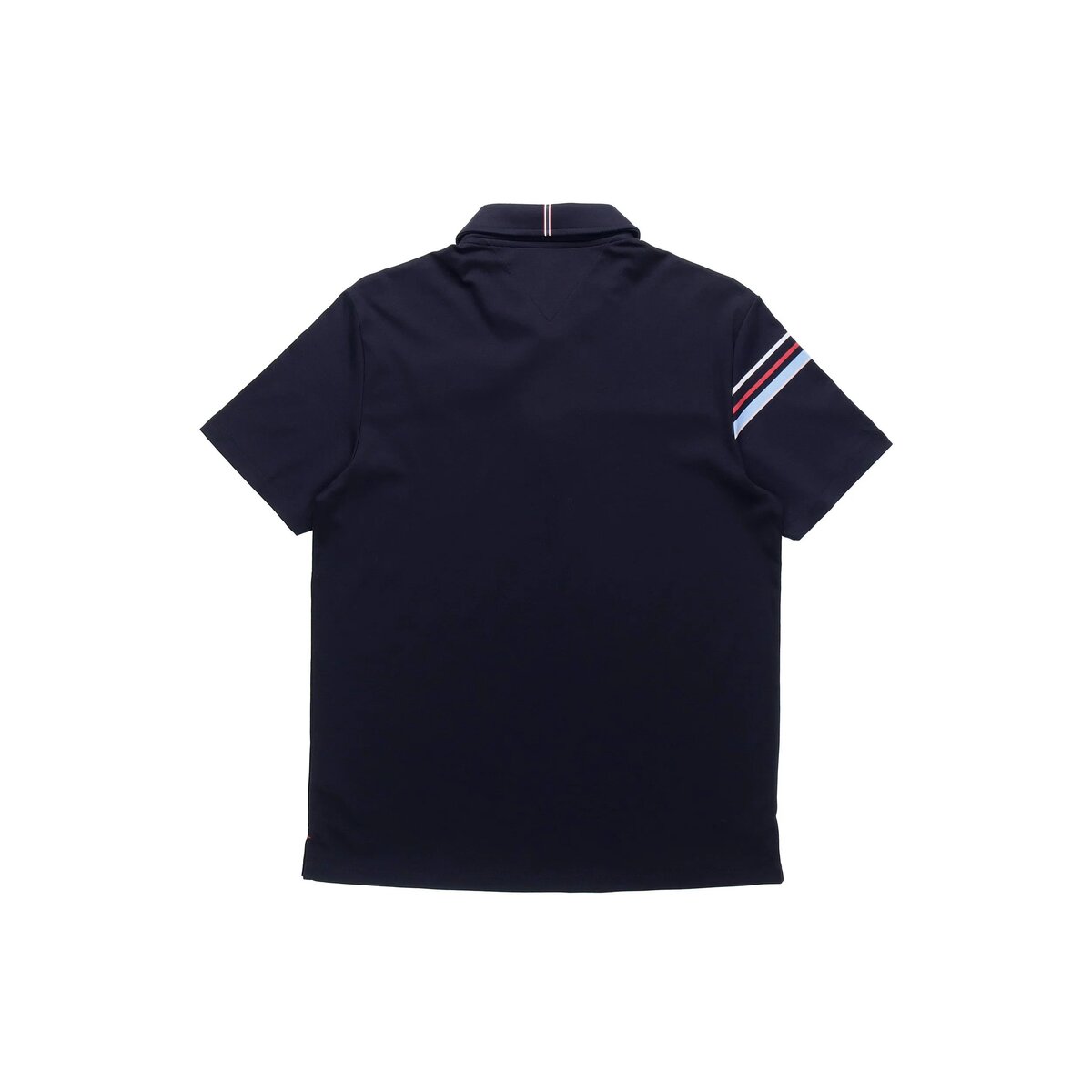 Sportlich-lässiges Kurzarm-Polohemd für Herren in Blau mit kontrastfarbenen Streifen auf den Shorts