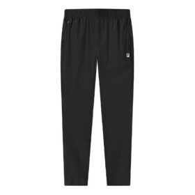 Sportliche lange Hose mit Logo-Muster, locker sitzend, schwarz