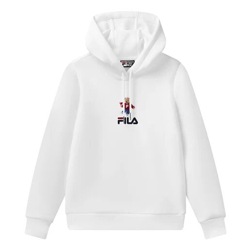 Sportlicher Pullover mit langen Ärmeln und Kapuze, weiß