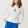 Sportlicher Pullover mit langen Ärmeln und Kapuze, weiß