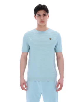 Sterling Blue Don T-Shirt aus strukturiertem Strick