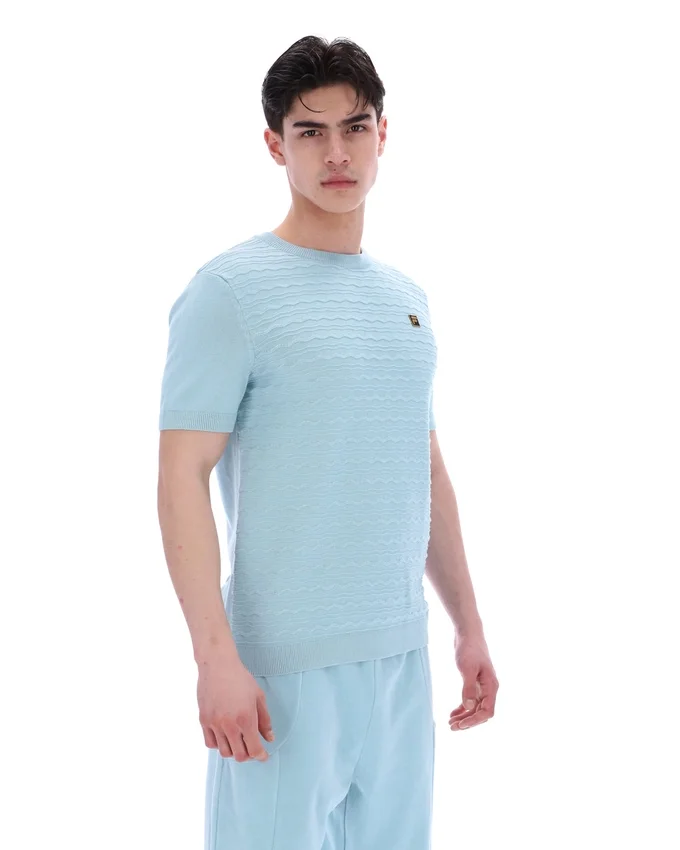 Sterling Blue Don T-Shirt aus strukturiertem Strick
