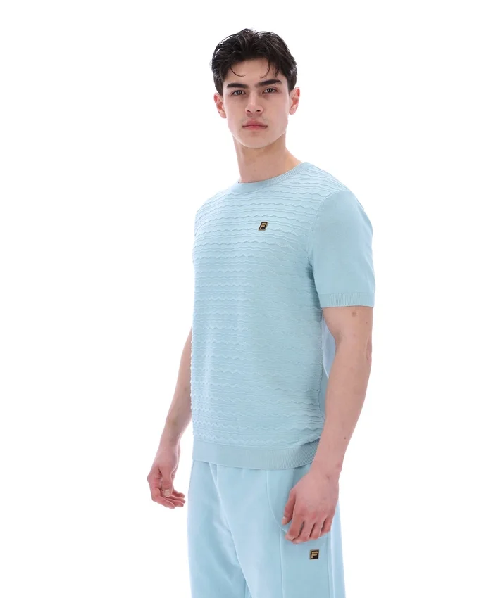 Sterling Blue Don T-Shirt aus strukturiertem Strick