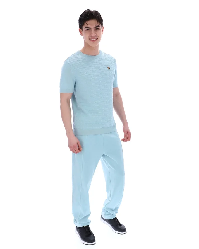 Sterling Blue Don T-Shirt aus strukturiertem Strick