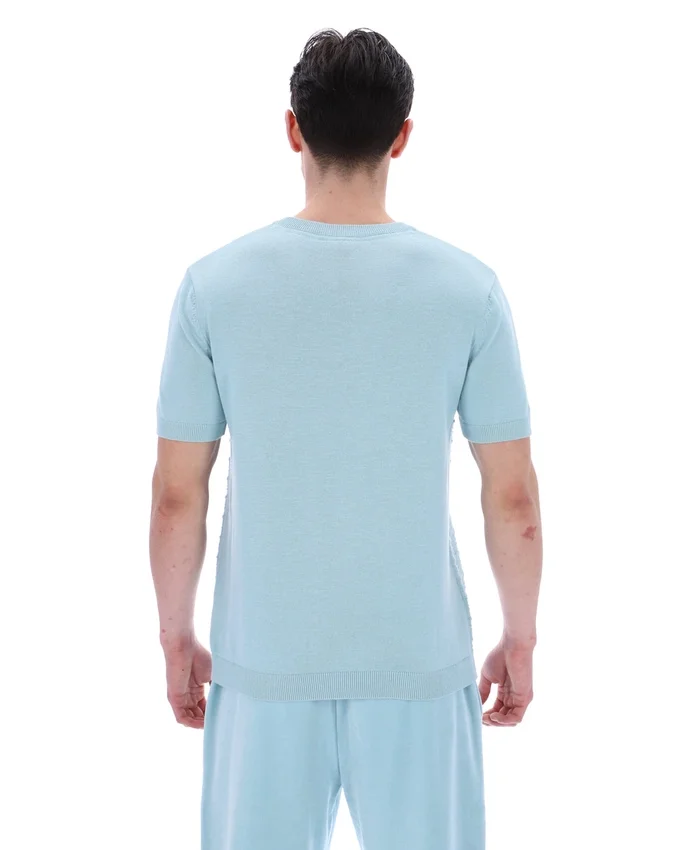 Sterling Blue Don T-Shirt aus strukturiertem Strick