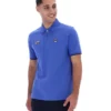 Strahlend blaues Pablo-Polohemd mit drei Knöpfen und geripptem Kragen