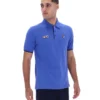 Strahlend blaues Pablo-Polohemd mit drei Knöpfen und geripptem Kragen