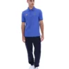 Strahlend blaues Pablo-Polohemd mit drei Knöpfen und geripptem Kragen