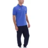 Strahlend blaues Pablo-Polohemd mit drei Knöpfen und geripptem Kragen