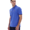 Strahlend blaues Pablo-Polohemd mit drei Knöpfen und geripptem Kragen