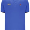 Strahlend blaues Pablo-Polohemd mit drei Knöpfen und geripptem Kragen