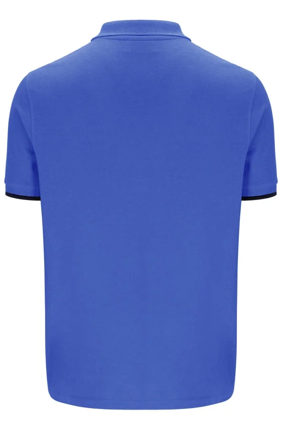 Strahlend blaues Pablo-Polohemd mit drei Knöpfen und geripptem Kragen