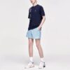 Strick-Shorts mit Alphabet-Aufdruck, kurzärmelig, blau