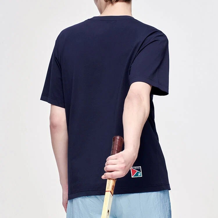 Strick-Shorts mit Alphabet-Aufdruck, kurzärmelig, blau