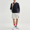 Strickjacke mit Kapuze und gesticktem Logo, blau