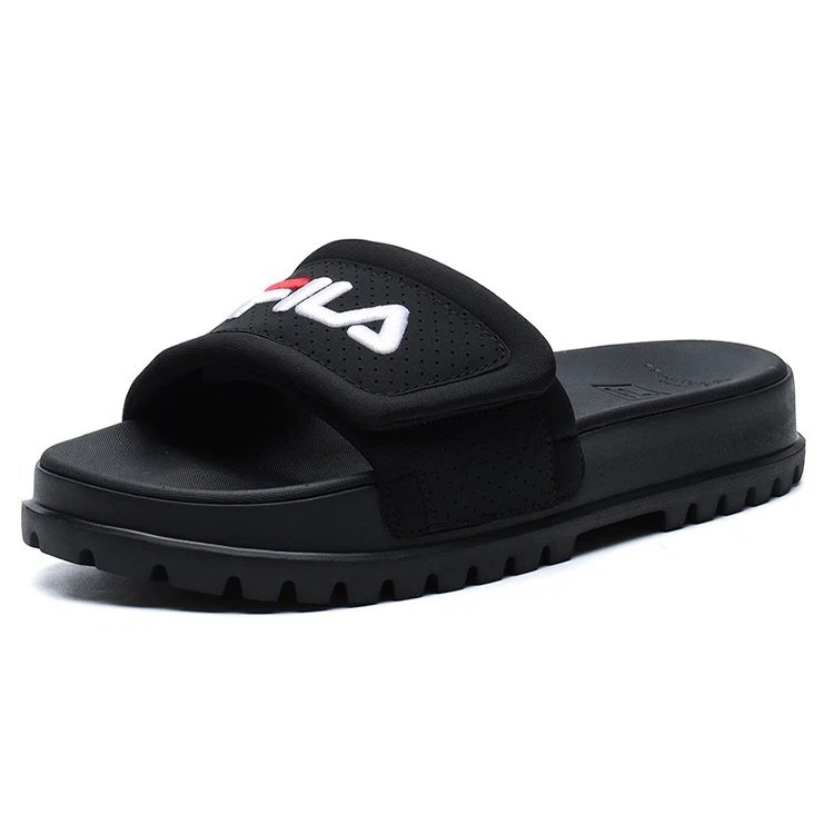 Stylische, bequeme Sport-Slipper mit flachem Absatz, schwarz