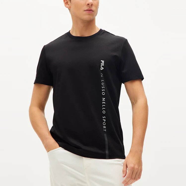 T-Shirt mit Buchstabenlogo, locker sitzend, Rundhalsausschnitt, kurze Ärmel, Shorts, Herren, schwarz