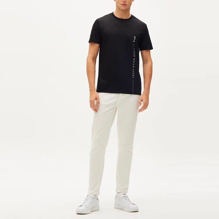 T-Shirt mit Buchstabenlogo, locker sitzend, Rundhalsausschnitt, kurze Ärmel, Shorts, Herren, schwarz