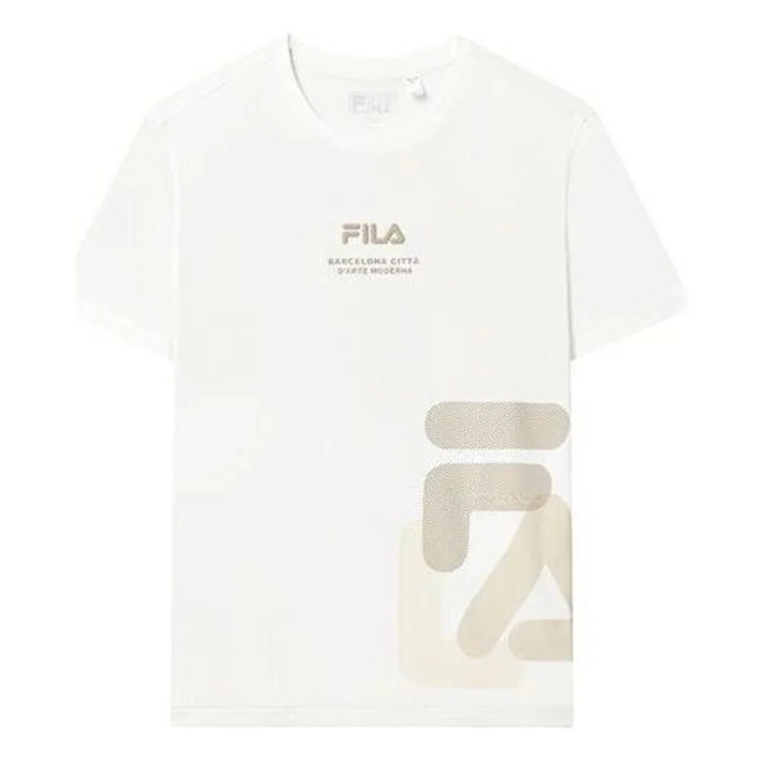 T-Shirt mit Logo-Print in lockerer Passform „White Beige“
