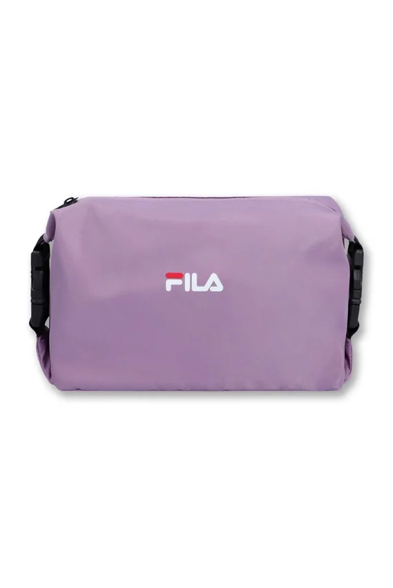 Toilettentasche mit violettem Logo