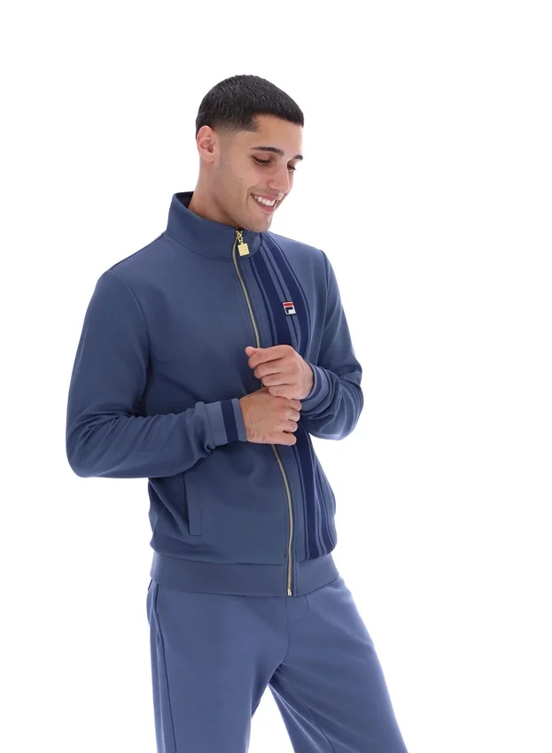 Vintage-Indigo-Dante-Trainingsjacke mit aufgedrucktem Streifenmuster