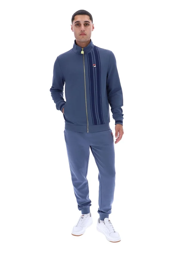 Vintage-Indigo-Dante-Trainingsjacke mit aufgedrucktem Streifenmuster