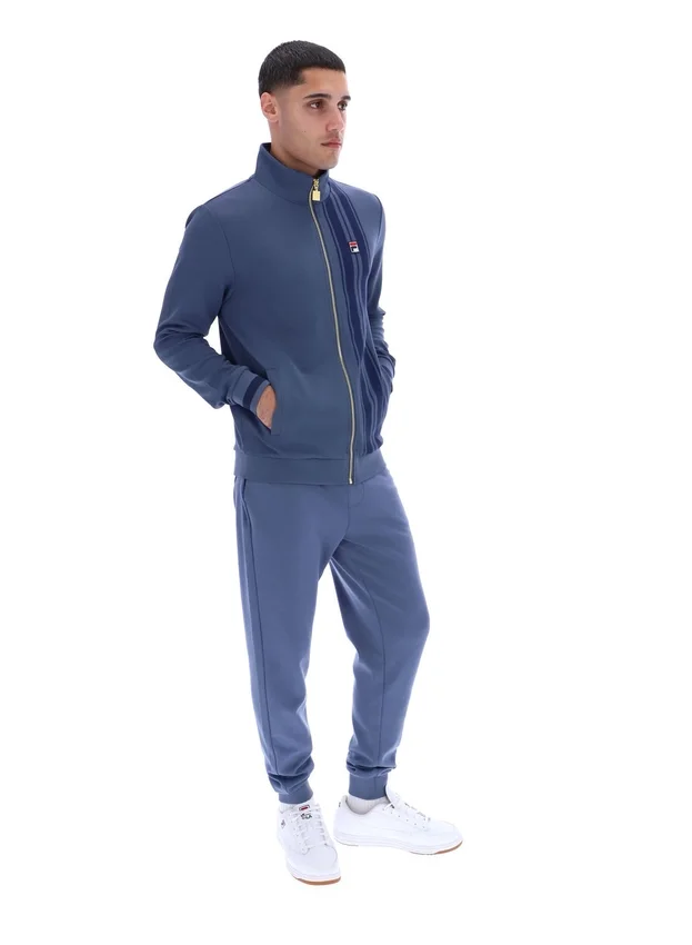Vintage-Indigo-Dante-Trainingsjacke mit aufgedrucktem Streifenmuster