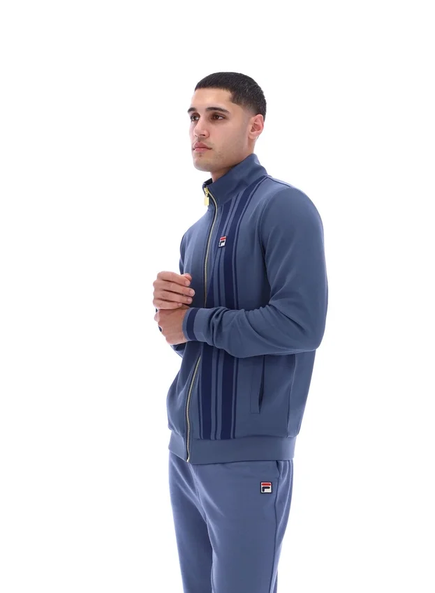 Vintage-Indigo-Dante-Trainingsjacke mit aufgedrucktem Streifenmuster