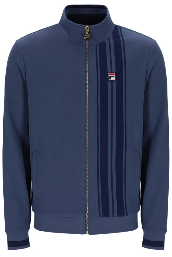 Vintage-Indigo-Dante-Trainingsjacke mit aufgedrucktem Streifenmuster