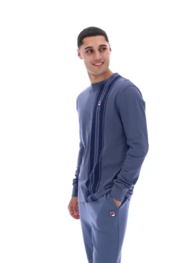 Vintage-Indigo-Denim-Langarm-Streifen-Oberteil