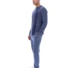 Vintage-Indigo-Denim-Langarm-Streifen-Oberteil