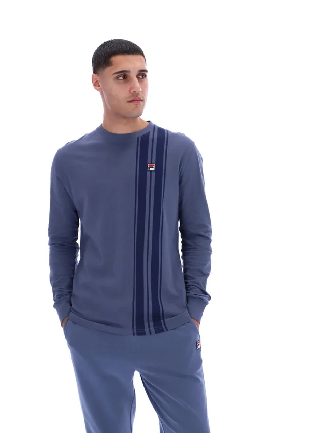 Vintage-Indigo-Denim-Langarm-Streifen-Oberteil