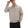 Vintage-Khaki-Dean-Jacke aus Kunstwildleder mit durchgehendem Reißverschluss