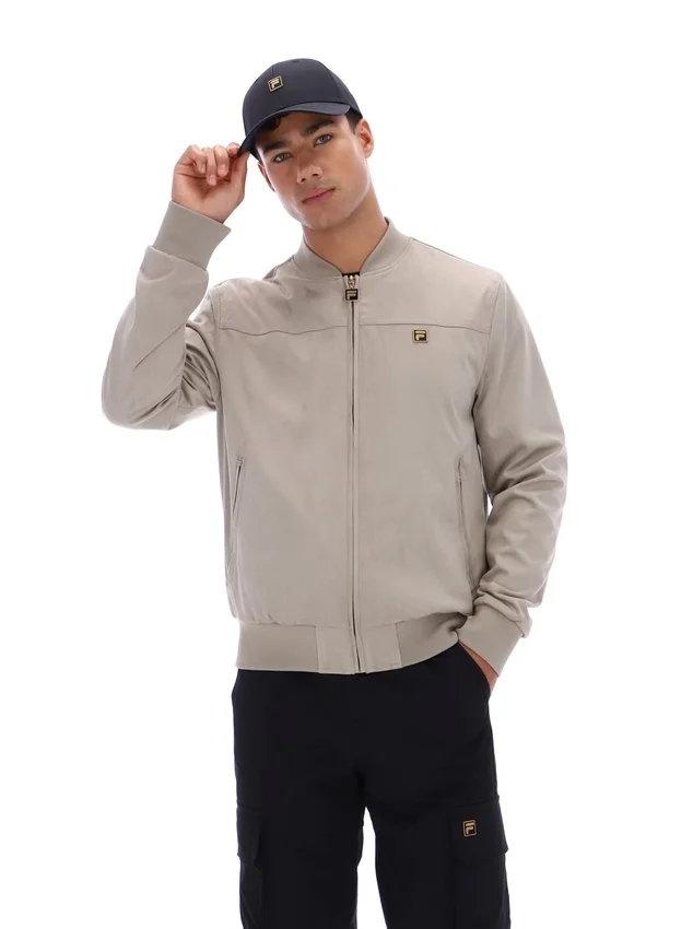 Vintage-Khaki-Dean-Jacke aus Kunstwildleder mit durchgehendem Reißverschluss