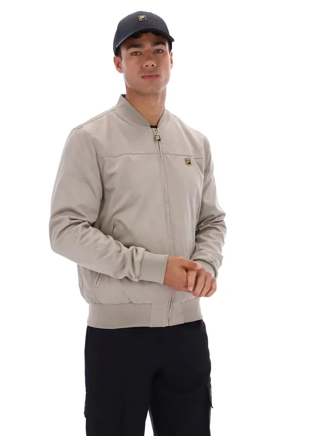 Vintage-Khaki-Dean-Jacke aus Kunstwildleder mit durchgehendem Reißverschluss